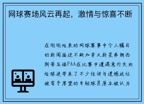 网球赛场风云再起，激情与惊喜不断